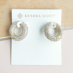 Kendra Scott Mikki Pave White Crystal Hoop Earrings in Gold